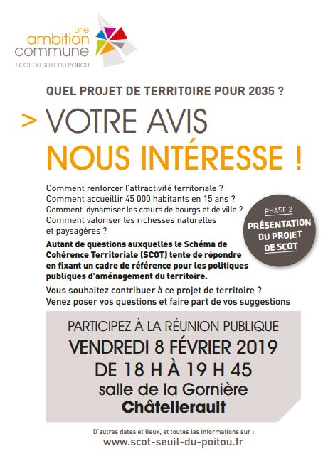 affiche annonçant la seconde reunion publique présentation du projet de Scot